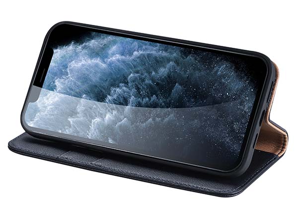 Premium Leather Wallet Case for Apple iPhone 14 - Midnight Blue