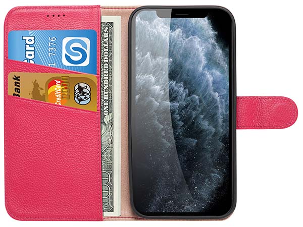 Premium Leather Wallet Case for Apple iPhone 14 - Pink