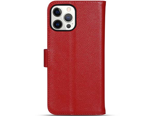 Premium Leather Wallet Case for Apple iPhone 14 Pro Max - Red Leather Wallet Case
