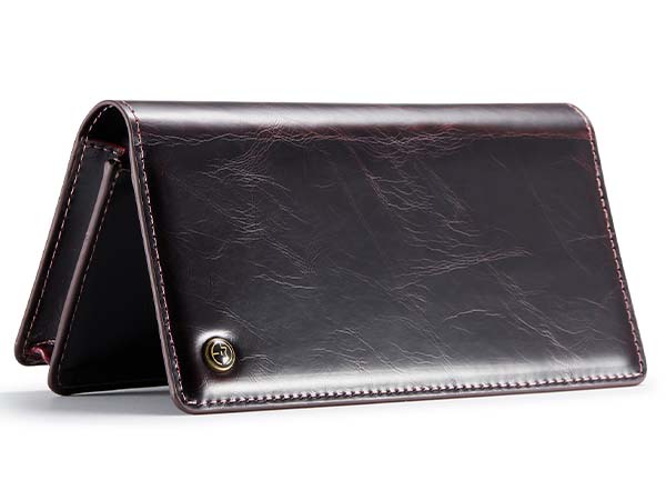 CaseMe Slim Wallet With Mobile Pouch - Burgundy