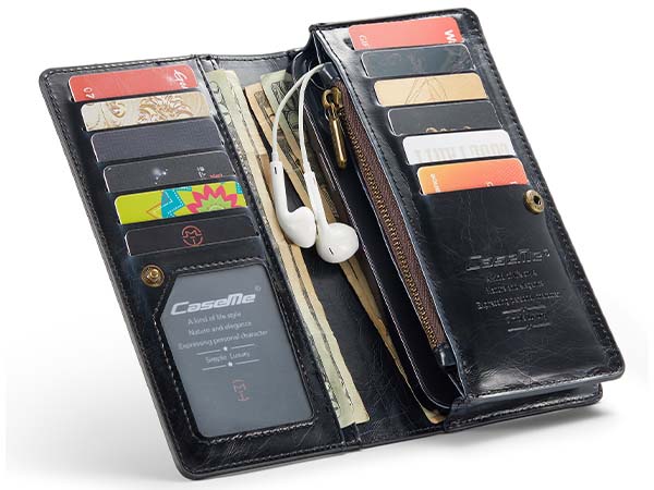 CaseMe Slim Wallet With Mobile Pouch - Blue/Black