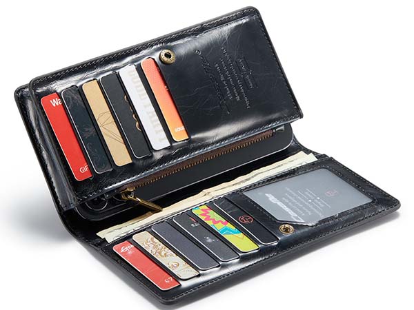 CaseMe Slim Wallet With Mobile Pouch - Blue/Black