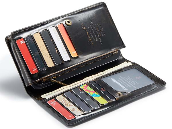 CaseMe Slim Wallet With Mobile Pouch - Dark Brown