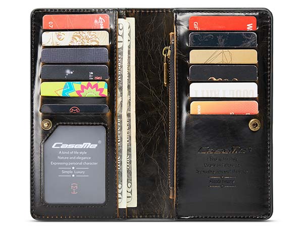 CaseMe Slim Wallet With Mobile Pouch - Dark Brown
