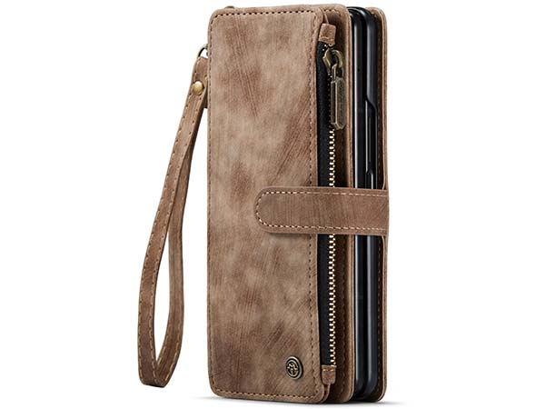 CaseMe Synthetic Leather Wallet Case with Zipper Pocket for Samsung Galaxy Z Fold4 - Desert Taupe