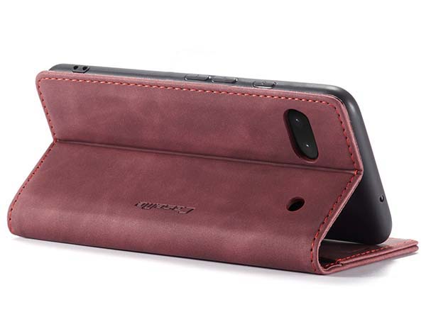 CaseMe Slim Synthetic Leather Wallet Case with Stand for Google Pixel 6a - Burgundy
