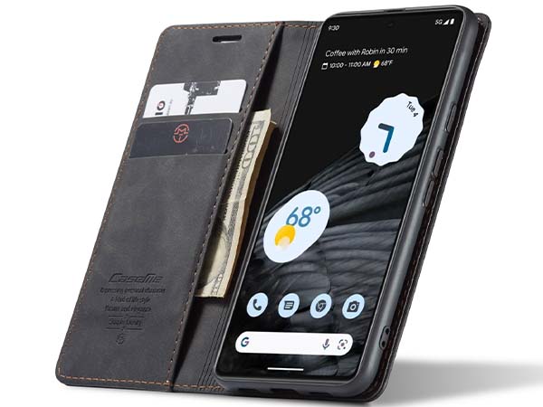 CaseMe Slim Synthetic Leather Wallet Case with Stand for Google Pixel 7 - Charcoal
