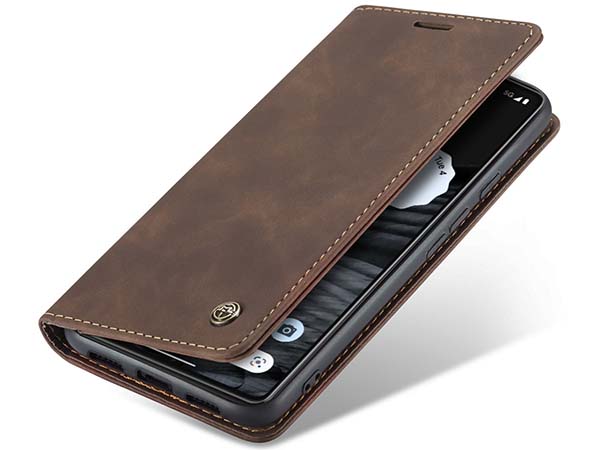 CaseMe Slim Synthetic Leather Wallet Case with Stand for Google Pixel 7 - Chocolate Leather Wallet Case