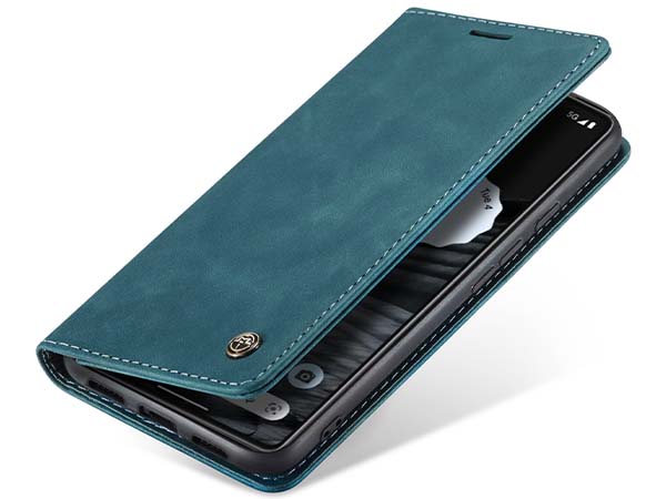 CaseMe Slim Synthetic Leather Wallet Case with Stand for Google Pixel 7 - Teal Leather Wallet Case