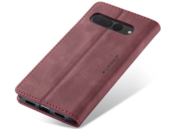 CaseMe Slim Synthetic Leather Wallet Case with Stand for Google Pixel 7 Pro - Burgundy