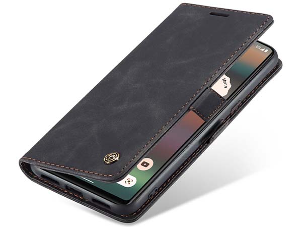 CaseMe Slim Synthetic Leather Wallet Case with Stand for Google Pixel 7 Pro - Charcoal Leather Wallet Case