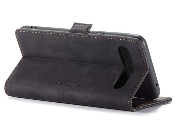 CaseMe Slim Synthetic Leather Wallet Case with Stand for Google Pixel 7 Pro - Charcoal