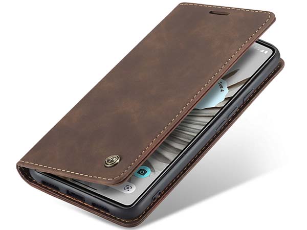 CaseMe Slim Synthetic Leather Wallet Case with Stand for Google Pixel 7 Pro - Chocolate Leather Wallet Case