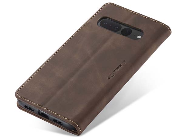 CaseMe Slim Synthetic Leather Wallet Case with Stand for Google Pixel 7 Pro - Chocolate