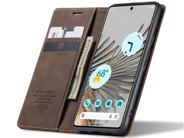 CaseMe Slim Synthetic Leather Wallet Case with Stand for Google Pixel 7 Pro - Chocolate