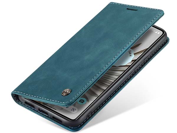 CaseMe Slim Synthetic Leather Wallet Case with Stand for Google Pixel 7 Pro - Teal Leather Wallet Case