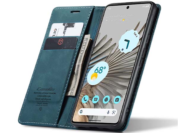 CaseMe Slim Synthetic Leather Wallet Case with Stand for Google Pixel 7 Pro - Teal