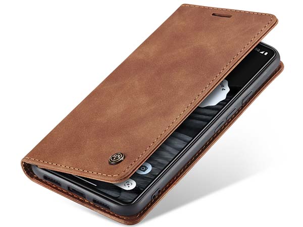 CaseMe Slim Synthetic Leather Wallet Case with Stand for Google Pixel 7 - Tan Leather Wallet Case