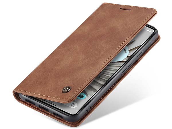 CaseMe Slim Synthetic Leather Wallet Case with Stand for Google Pixel 7 Pro - Tan Leather Wallet Case