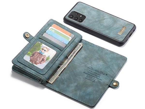 CaseMe 2-in-1 Synthetic Leather Wallet Case for Samsung Galaxy A32 5G - Teal/Ash