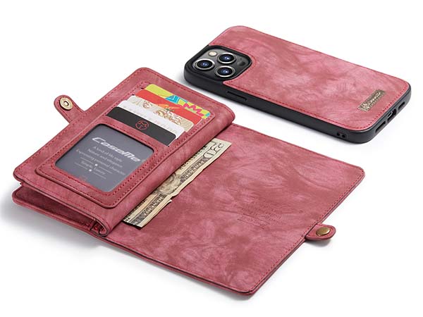 CaseMe 2-in-1 Synthetic Leather Wallet Case for iPhone 13 Pro Max - Pink/Blush