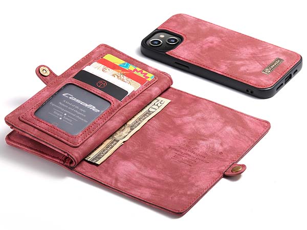 CaseMe 2-in-1 Synthetic Leather Wallet Case for iPhone 13 Mini - Pink/Blush