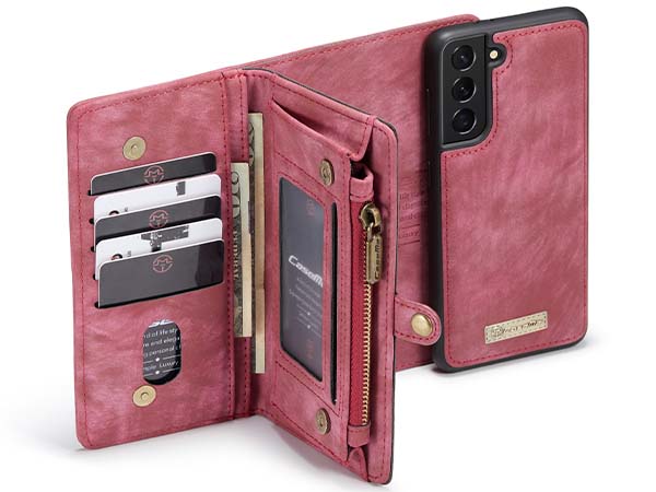 CaseMe 2-in-1 Synthetic Leather Wallet Case for Samsung Galaxy S21+ - Pink/Blush