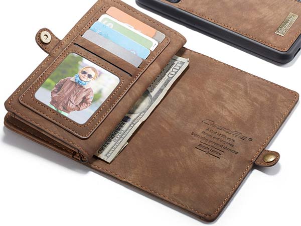 CaseMe 2-in-1 Synthetic Leather Wallet Case for iPhone 12 Pro Max - Beige/Tan