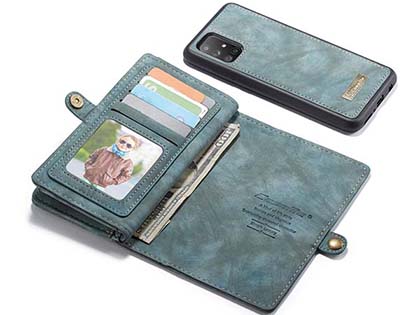 CaseMe 2-in-1 Synthetic Leather Wallet Case for Samsung Galaxy A71 5G - Teal/Ash