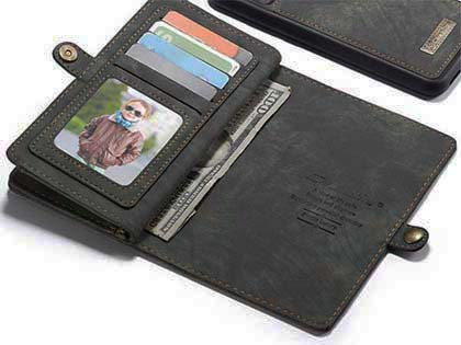 CaseMe 2-in-1 Synthetic Leather Wallet Case for iPhone 8/7 - Khaki/Grey