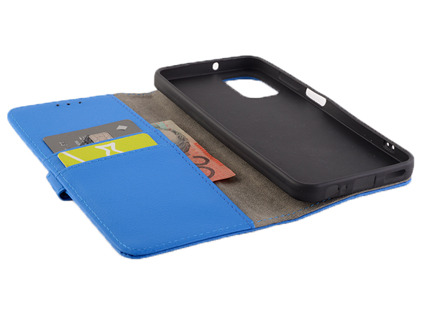 Synthetic Leather Wallet Case with Stand for Nokia G60 - Blue