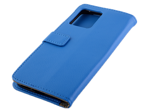 Synthetic Leather Wallet Case with Stand for Motorola Edge 30 Fusion - Blue Leather Wallet Case