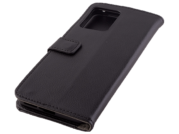 Synthetic Leather Wallet Case with Stand for Motorola Edge 30 Fusion - Black Leather Wallet Case