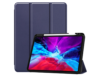 Premium Slim Synthetic Leather Flip Case with Stand for iPad Pro 11 4th Gen (2022) - Midnight Blue Leather Flip Case