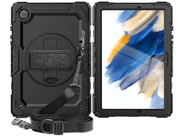 Rugged Impact Case with Strap for Samsung Galaxy Tab A8 10.5 (2021) - Black Impact Case