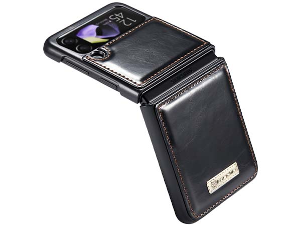 CaseMe Slim Synthetic Leather Case for Samsung Galaxy Z Flip4 - Black