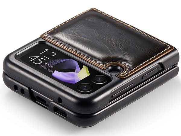 CaseMe Slim Synthetic Leather Case for Samsung Galaxy Z Flip4 - Brown