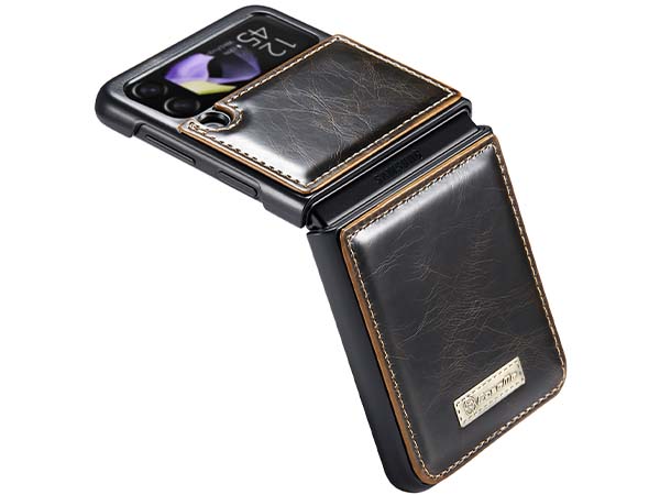 CaseMe Slim Synthetic Leather Case for Samsung Galaxy Z Flip4 - Brown