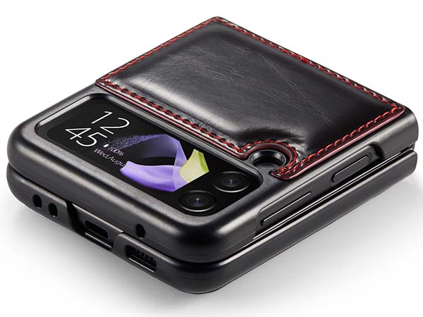 CaseMe Slim Synthetic Leather Case for Samsung Galaxy Z Flip4 - Burgundy