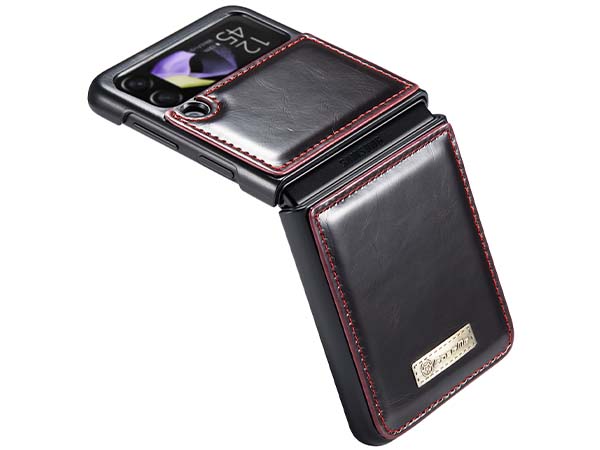 CaseMe Slim Synthetic Leather Case for Samsung Galaxy Z Flip4 - Burgundy