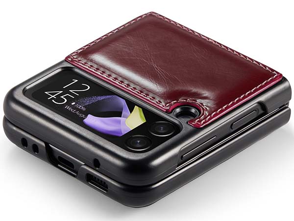 CaseMe Slim Synthetic Leather Case for Samsung Galaxy Z Flip4 - Dark Pink