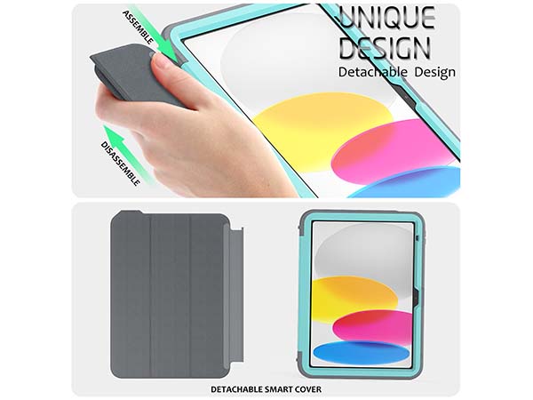 Impact Case with Detachable Cover for iPad 10th Gen 10.9 (2022) - Sky Blue/Grey