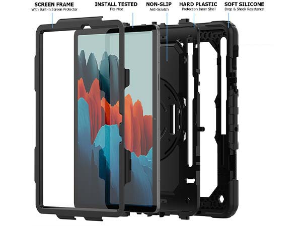 Rugged Impact Case for Samsung Galaxy Tab S7+ - Classic Black