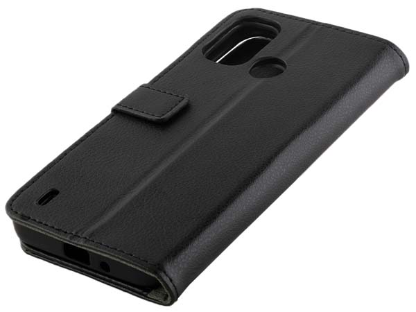 Synthetic Leather Wallet Case with Stand for Nokia G11 Plus - Black Leather Wallet Case