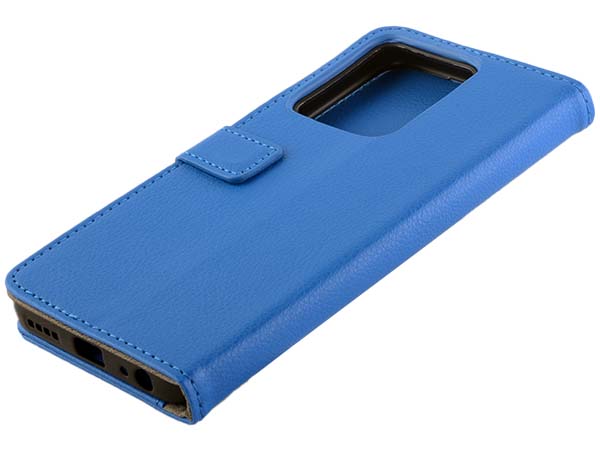 Synthetic Leather Wallet Case with Stand for vivo Y22s - Blue Leather Wallet Case