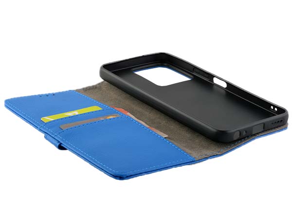 Synthetic Leather Wallet Case with Stand for vivo Y22s - Blue