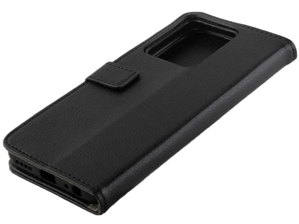 Synthetic Leather Wallet Case with Stand for vivo Y22s - Black Leather Wallet Case