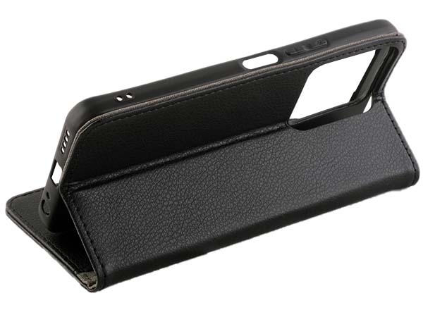 Synthetic Leather Wallet Case with Stand for vivo Y22s - Black