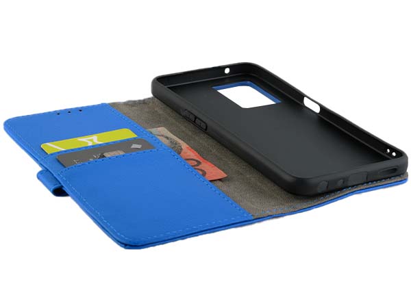 Synthetic Leather Wallet Case with Stand for OPPO A57 (2022) - Blue