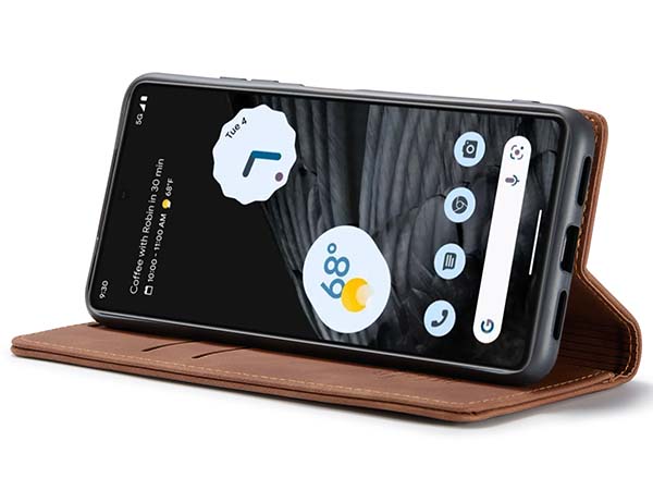 CaseMe Slim Synthetic Leather Wallet Case with Stand for Google Pixel 7 - Tan